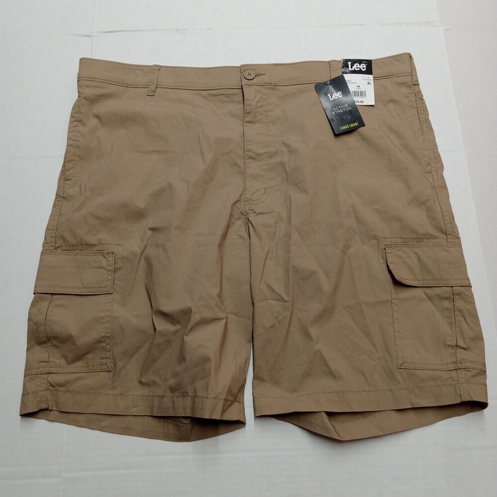 Lee Cargo Shorts Men's 44 Beige 10" Inseam Regular Fit Active Stretch Fabric